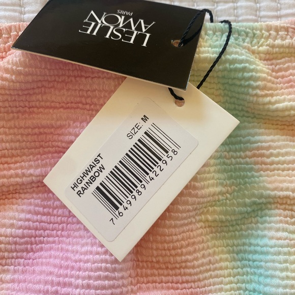 Leslie Amon Carla Bikini Top / High Waisted Bikini Bottoms Rainbow Crinkle - M - Picture 11 of 12